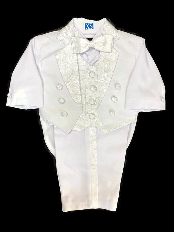 White Regular Fit 6pc Jacquard Tuxedo