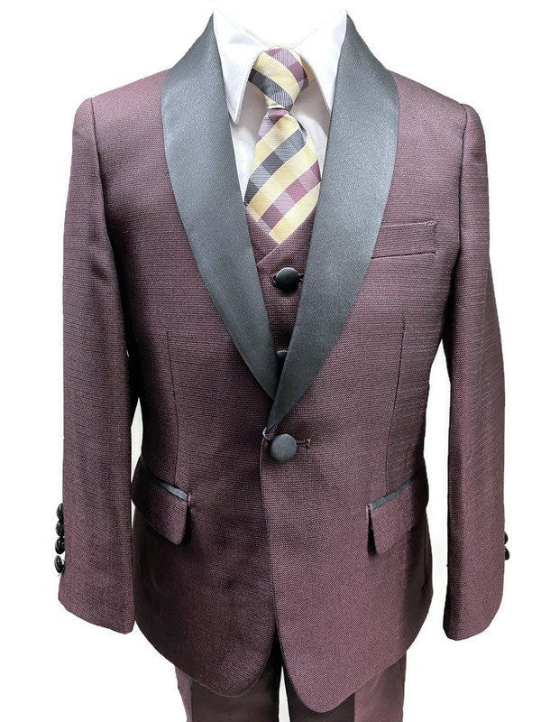 Burgundy Patterned Slim Fit