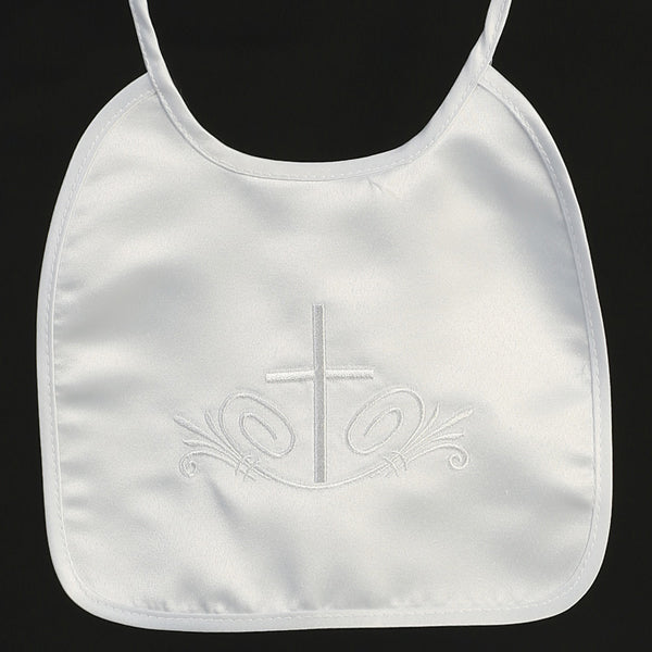 Satin Bib Embroidered Cross