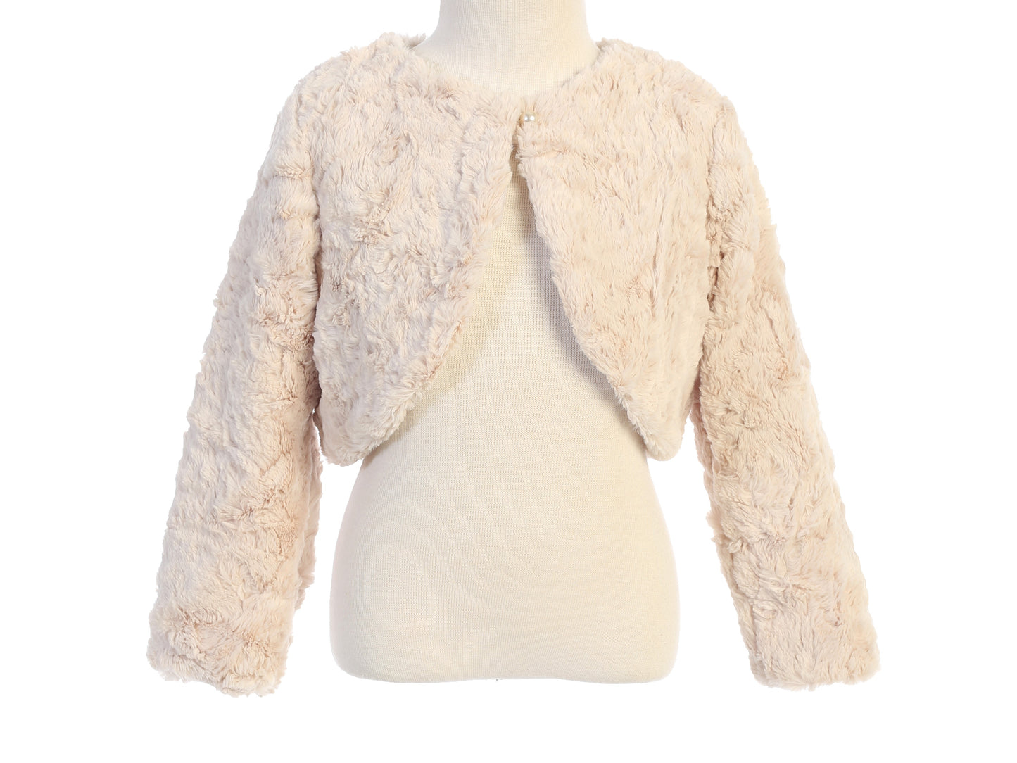 Faux Fur Soft Marble Bolero White