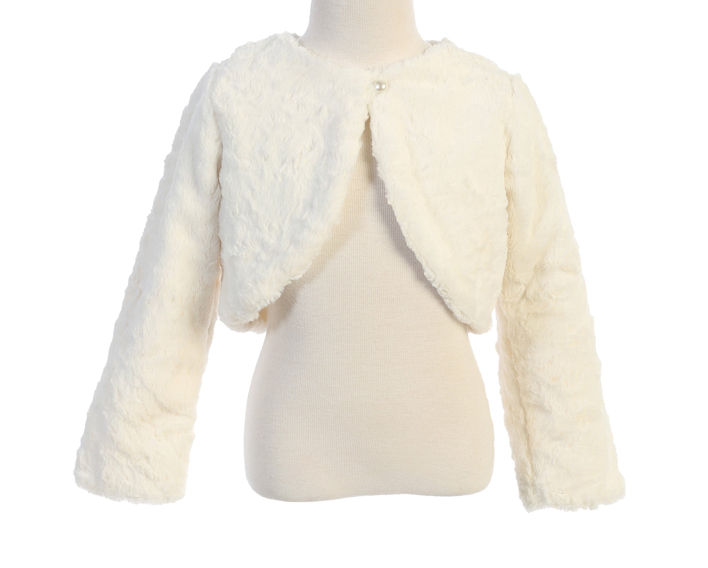 Faux Fur Soft Marble Bolero White