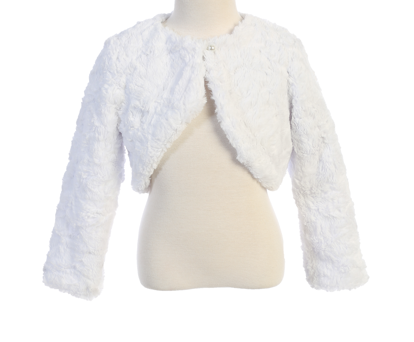 Faux Fur Soft Marble Bolero White