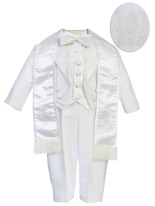 White Regular Fit 6pc Jacquard Tuxedo