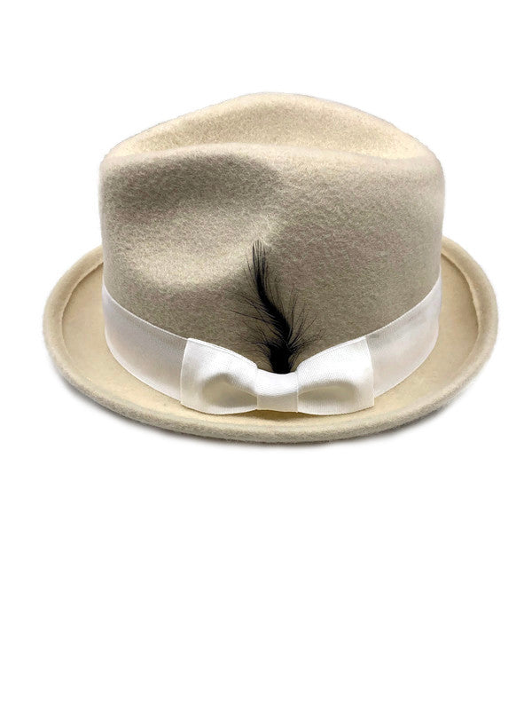 Classic Fedora/Trilby Wool Hat Ivory