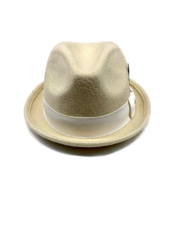 Classic Fedora/Trilby Wool Hat Ivory