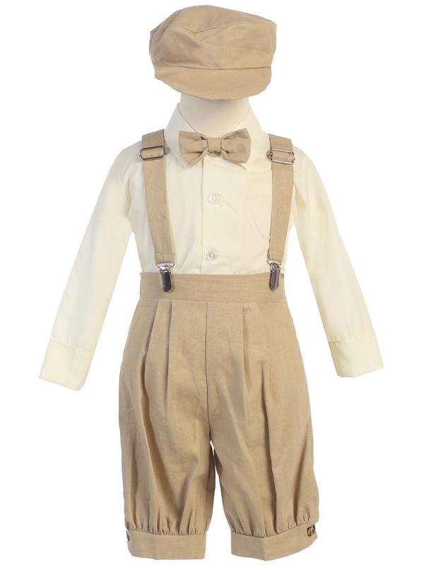 Linen Suspender Set Tan/Khaki