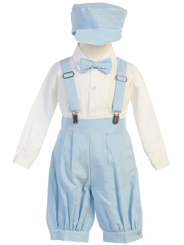 Linen Suspender Set Light Blue