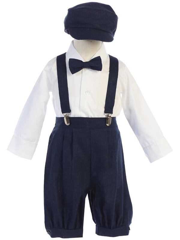 Linen Suspender Set Navy