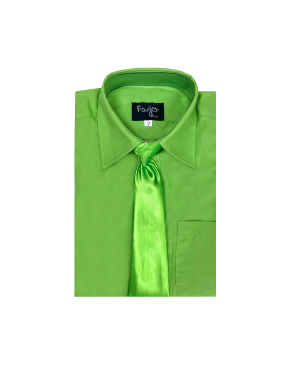 Lime Green Regular Fit with Tie